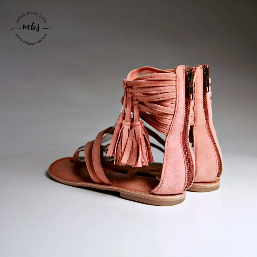 Jeffrey Campbell Glady Leather Tassel Zip Toe Loop Sandals Orange‎ Women Size 3